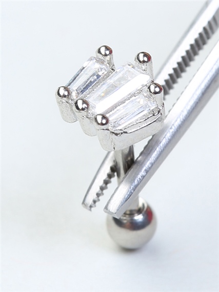 Kristal Taş Model Silver Piercing