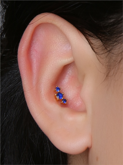 Lacivert Taşlı Ark Gold Piercing