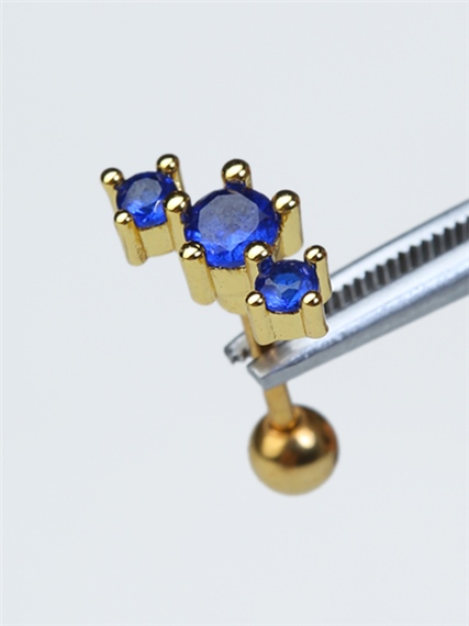 Lacivert Taşlı Ark Gold Piercing