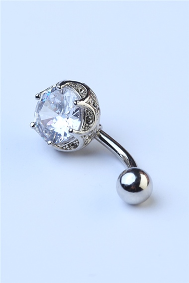 Lotus Taşlı Göbek Silver Piercing