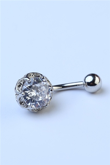 Lotus Taşlı Göbek Silver Piercing