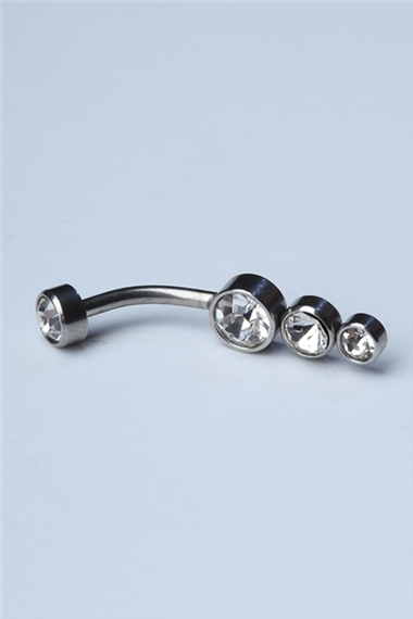 Lüx Üç Boy Sıralı Taş Göbek Silver Piercing