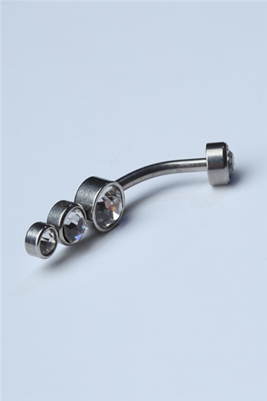 Lüx Üç Boy Sıralı Taş Göbek Silver Piercing