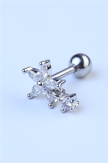 Markiz Çiçek Sallantı Taş Silver Piercing