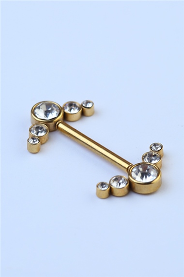 Nipple Çift Taraflı Beş Taş Gold Piercing