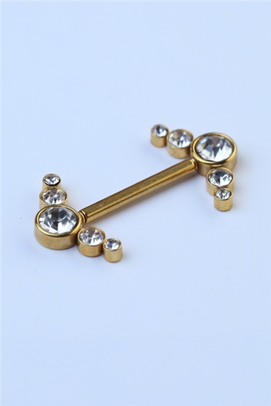 Nipple Çift Taraflı Beş Taş Gold Piercing