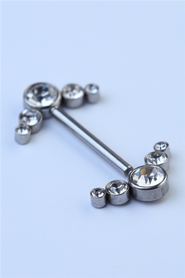Nipple Çift Taraflı Beş Taş Silver Piercing