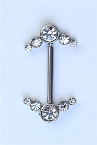 Nipple Çift Taraflı Beş Taş Silver Piercing
