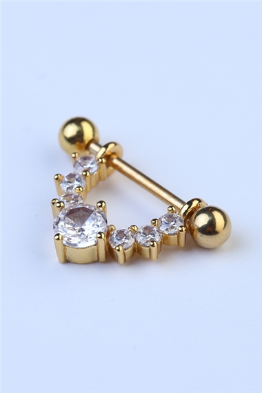 Nipple Sallantı Tek Taş Gold Piercing