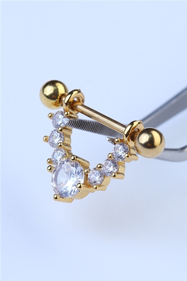 Nipple Sallantı Tek Taş Gold Piercing