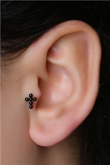 Nokta Haç Siyah Piercing