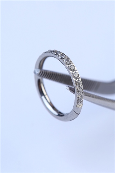 Önü Taşlı Gizli Kilit Halka Küçük Boy Silver Piercing