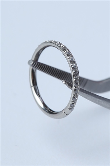 Önü Taşlı Gizli Kilit Orta Boy Halka Silver Piercing