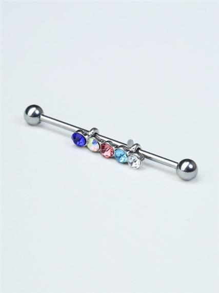 Renkli 5 Taş Köprü Silver Piercing 