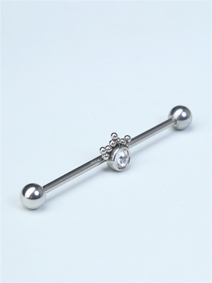 Retro Tek Taş Köprü Silver Piercing