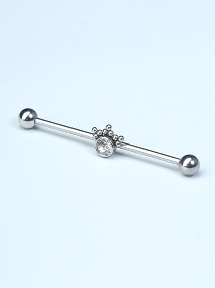 Retro Tek Taş Köprü Silver Piercing