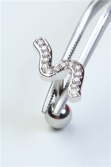 S Model Taşlı Toplu Labret Silver Piercing