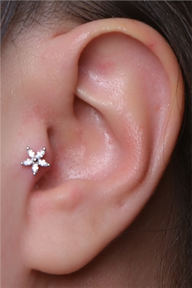 Sabit Markiz Çiçek Silver Piercing 