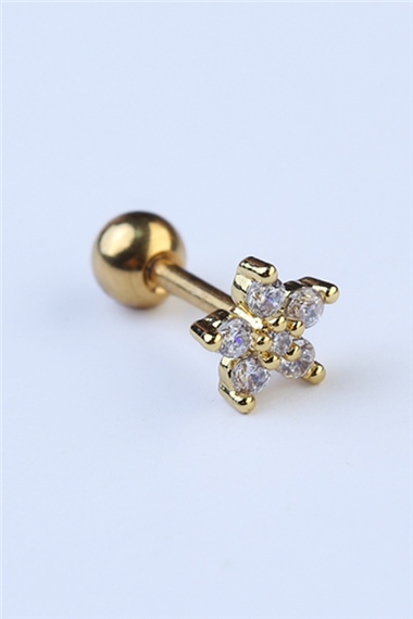 Sabit Yuvarlak Çiçek Gold Piercing