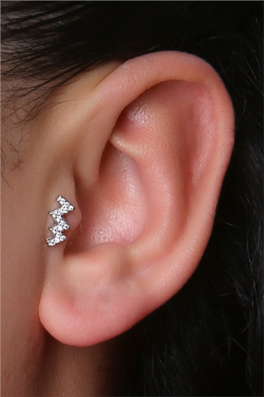 Sabit Zikzak Silver Piercing 