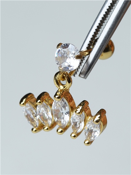 Sallanan Beşli Markiz Gold Piercing