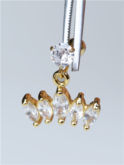 Sallanan Beşli Markiz Gold Piercing