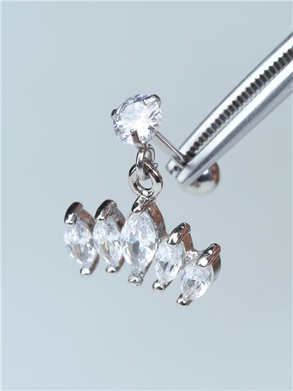 Sallanan Beşli Markiz Silver Piercing