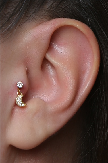 Sallantı Ay Labret Gold Piercing