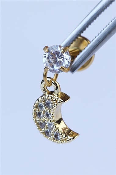 Sallantı Ay Labret Gold Piercing