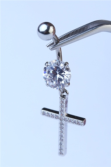 Sallantı Haç Göbek Silver Piercing