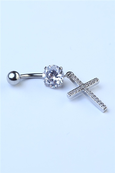 Sallantı Haç Göbek Silver Piercing