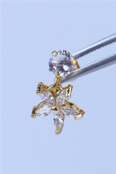 Sallantı Markiz Çiçek Gold Piercing