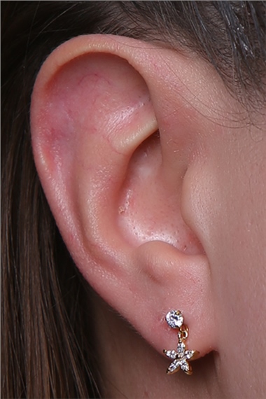 Sallantı Markiz Çiçek Gold Piercing