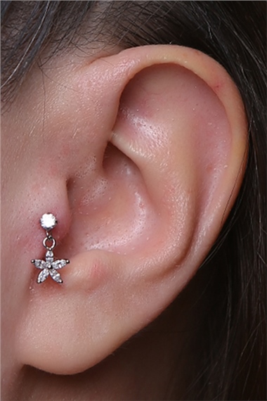 Sallantı Markiz Çiçek Labret Silver Piercing