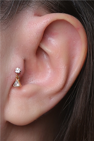 Sallantı Üçgen Taş Labret Gold Piercing
