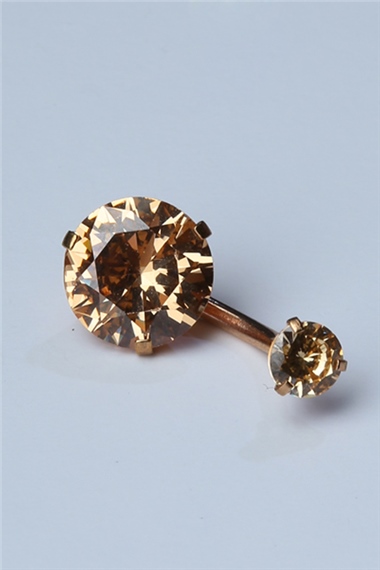 Sarı Tek Taş Göbek Gold Piercing