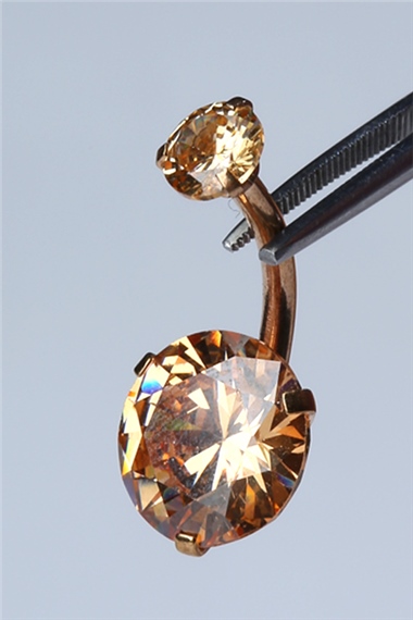 Sarı Tek Taş Göbek Gold Piercing
