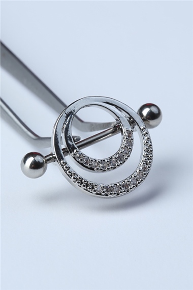 Taşlı Çift Halka Nipple Silver Piercing
