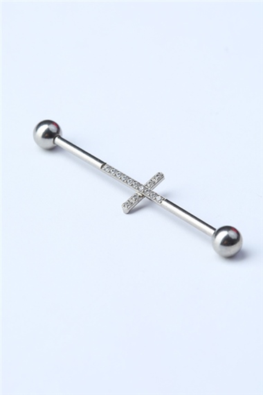 Taşlı Haç Model Köprü Silver Piercing 