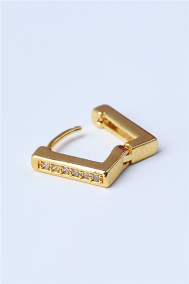 Taşlı Kare (Küpe) Gold Piercing