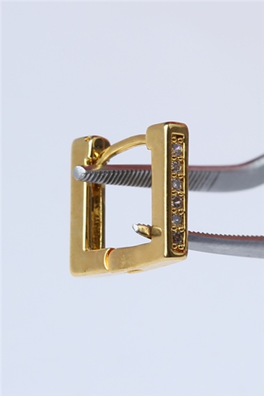 Taşlı Kare (Küpe) Gold Piercing