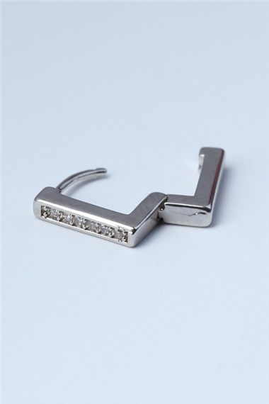 Taşlı Kare (Küpe) Silver Piercing