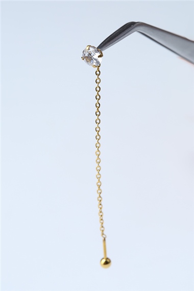 Taşlı Sarkaç (Küpe) Gold Piercing