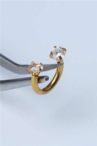Taşlı Yarımay Gold Piercing 