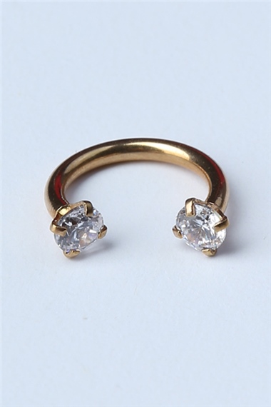 Taşlı Yarımay Gold Piercing 