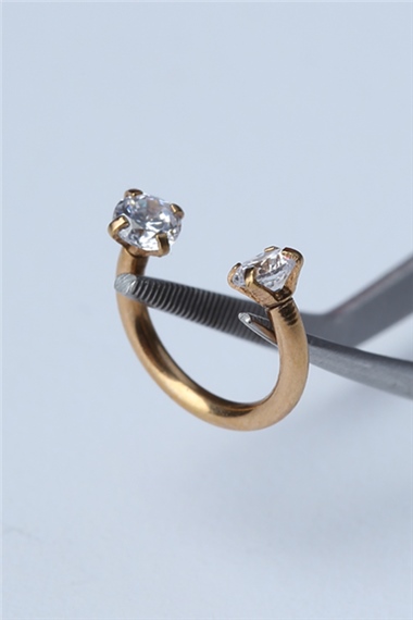 Taşlı Yarımay Gold Piercing 