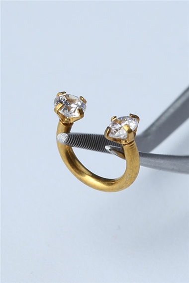 Taşlı Yarımay Gold Piercing 