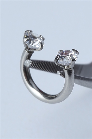 Taşlı Yarımay Silver Piercing 