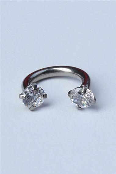 Taşlı Yarımay Silver Piercing 