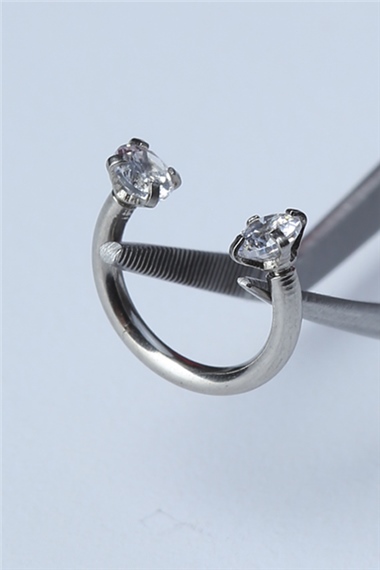 Taşlı Yarımay Silver Piercing 